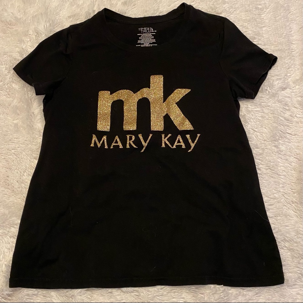 Mary Kay glitter gold logo customized cotton shirt. Lightweight size large
